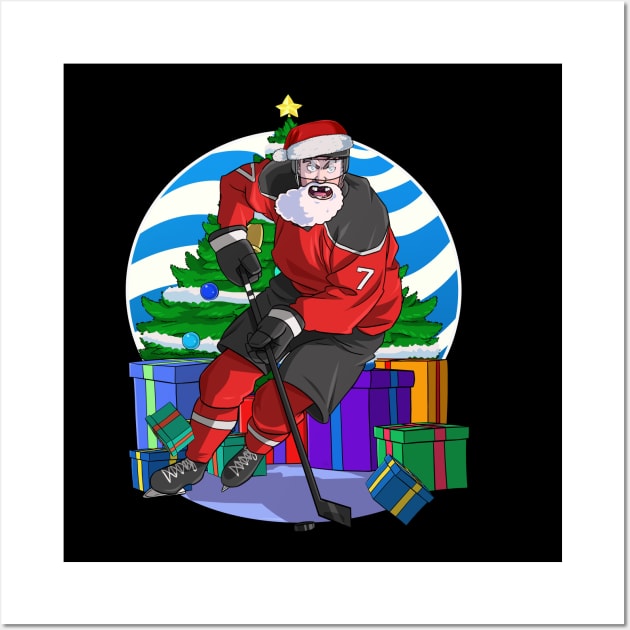 Ice Hockey Player Santa Christmas Tree Wall Art by Noseking